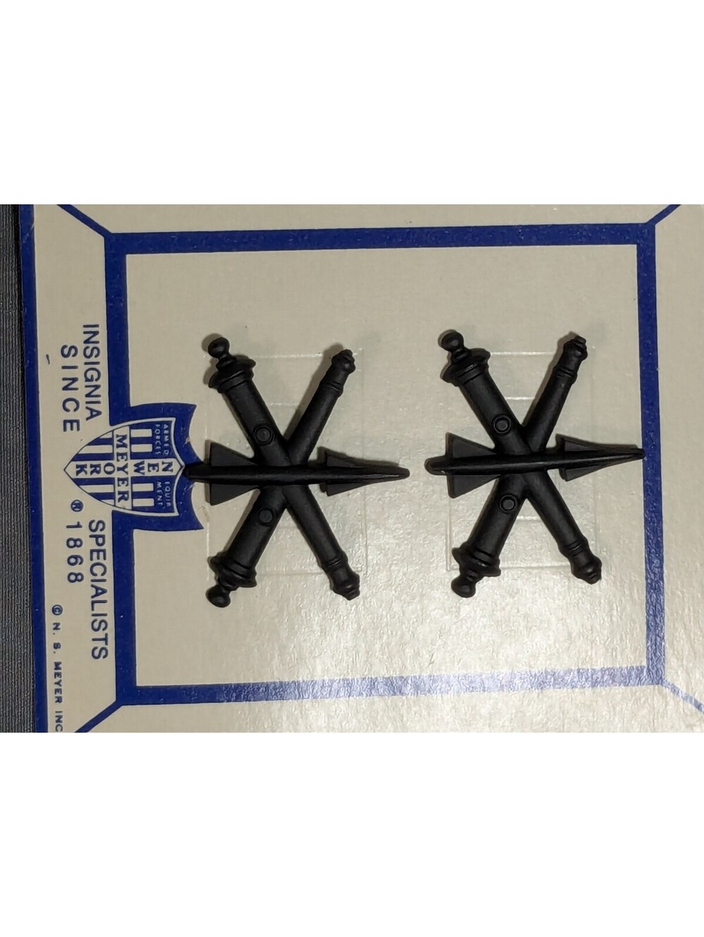 Vintage Military Crossed Cannons Insignia Pins with Backings